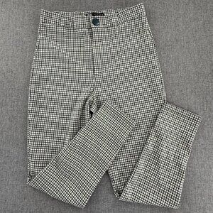 ZARA Womens Pants Green Plaid High Rise Slim Skinny Ankle Large Stretchy
